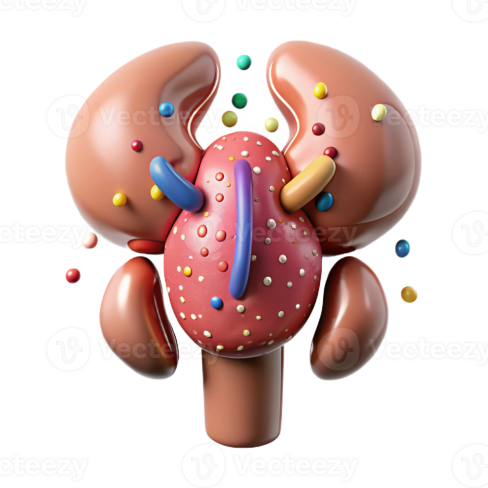 elegant artistic Human Adrenal Gland Anatomy Transparent for Endocrine System high quality png