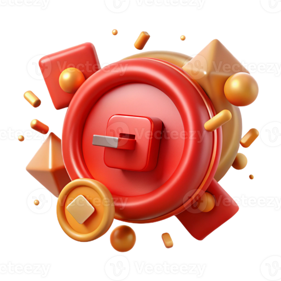 dramatic abstract Hud Warning Symbol Red Isolated for Game Interfaces premium png