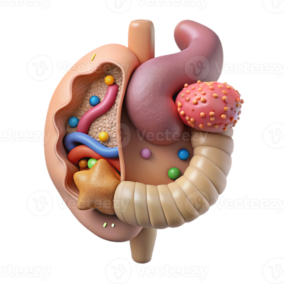 vibrant rustic Human Digestive System Labeled Diagram Cutout for Medical Education professional png
