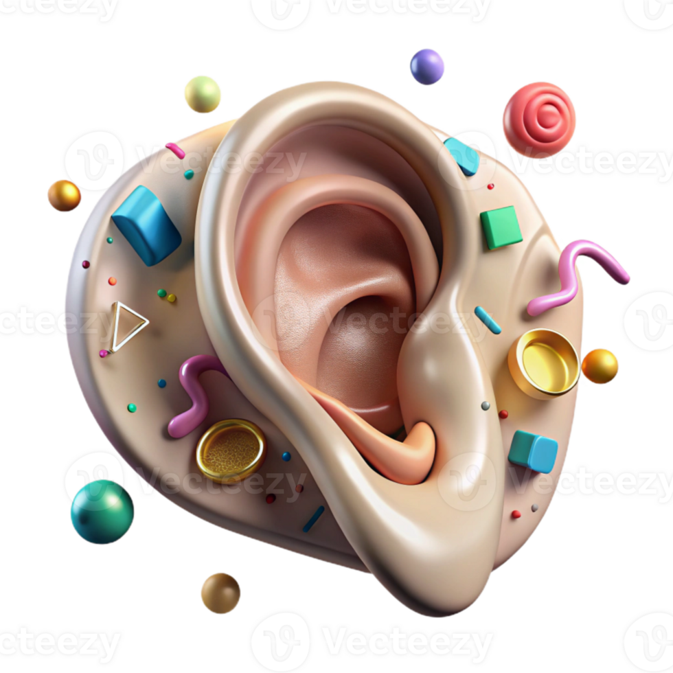 dramatic artistic Human Ear Anatomy Diagram Transparent for Audiology Projects png