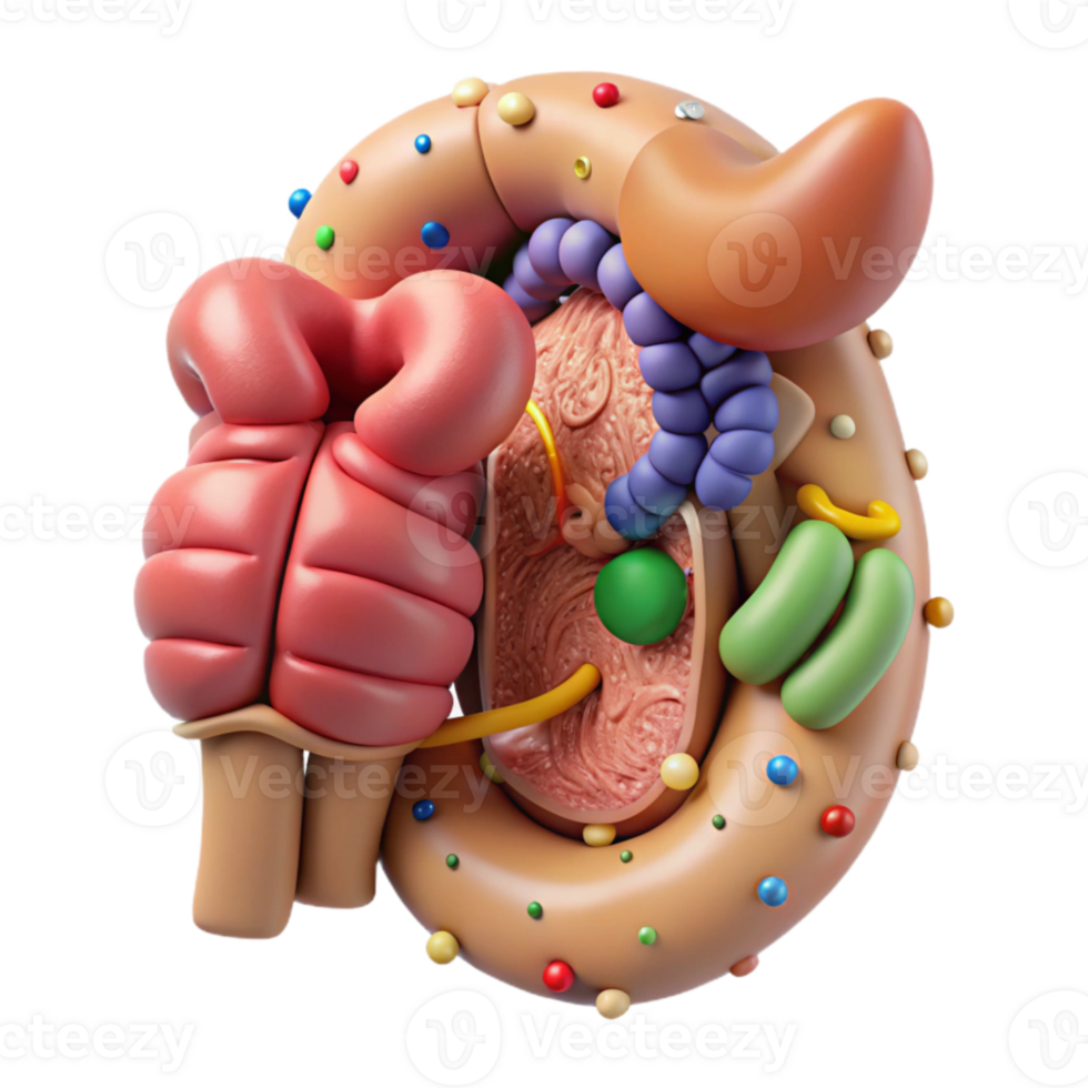 vibrant artistic Human Digestive System Labeled Diagram Cutout for Medical Education authentic png