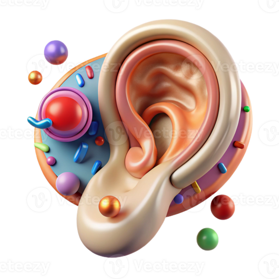 beautiful minimalist Human Ear Anatomy Diagram Transparent for Audiology Projects high quality png