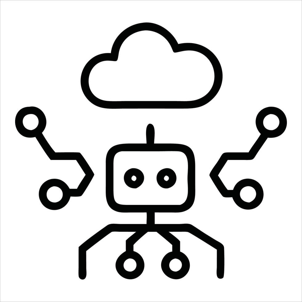 un robot con un nube en el antecedentes vector