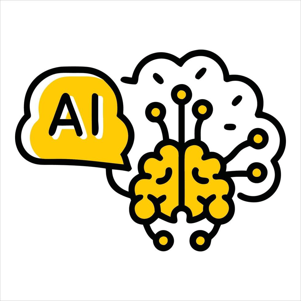 Ai brain icon vector