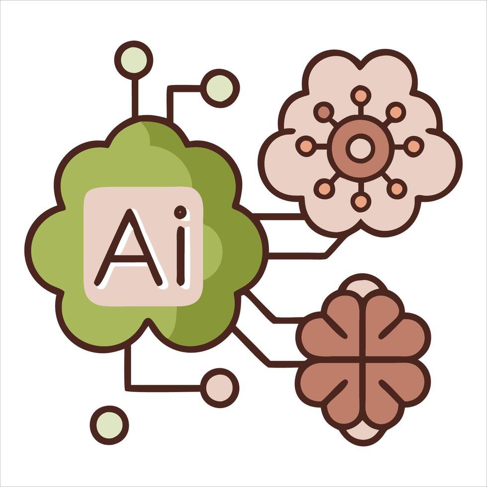 Ai technology and brain icon illustration vector