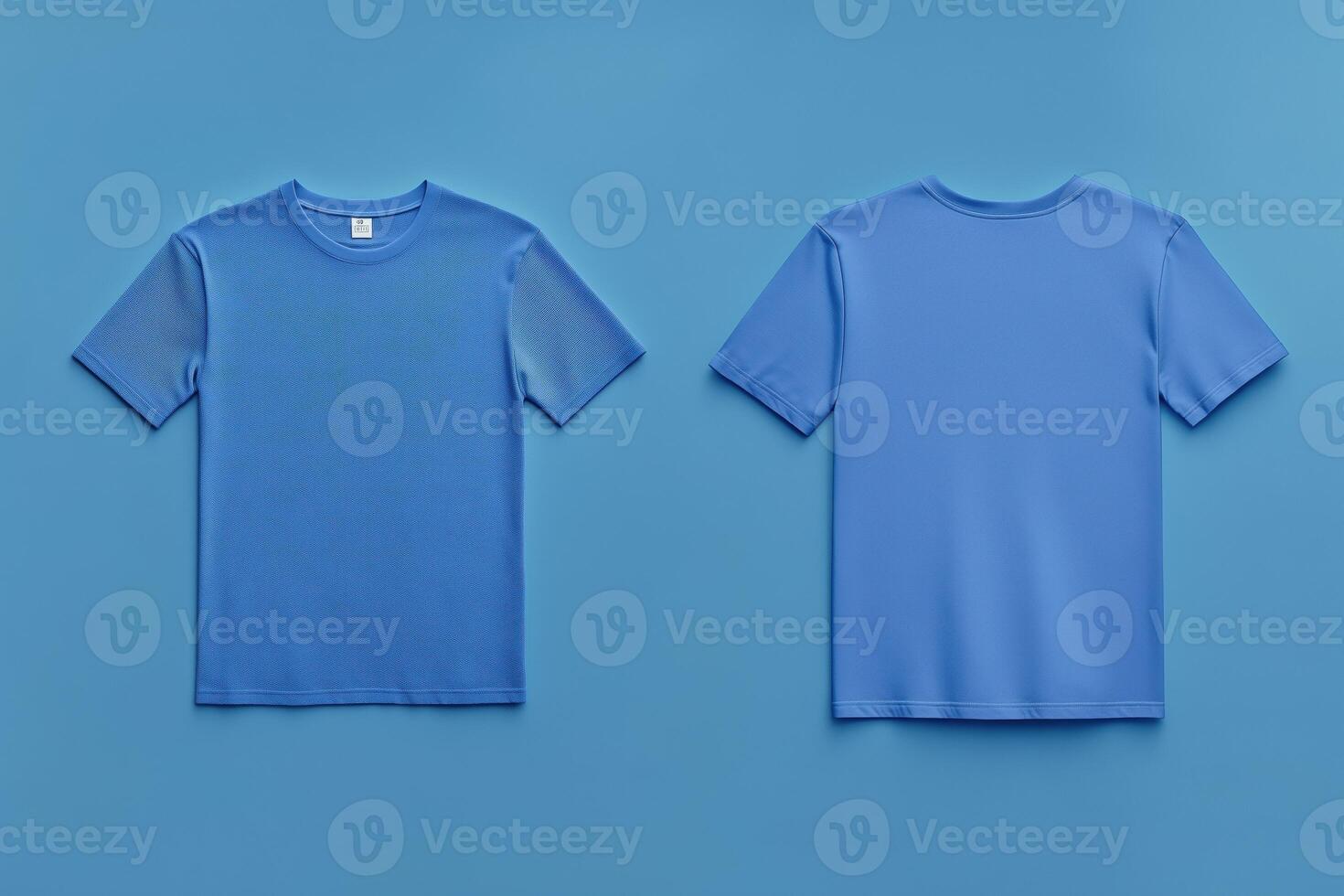 Two blue t - shirts on a blue background photo