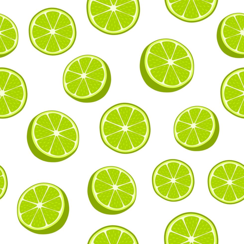 seamless pattern lime slices on white background vector