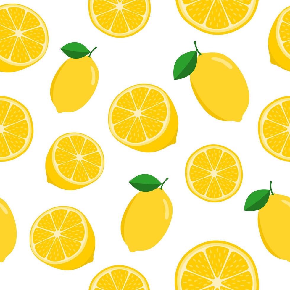 Seamless pattern with lemons on white background. vector