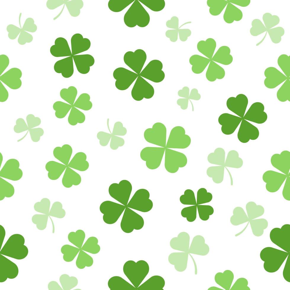 seamless pattern of green clover leaves on white background vector