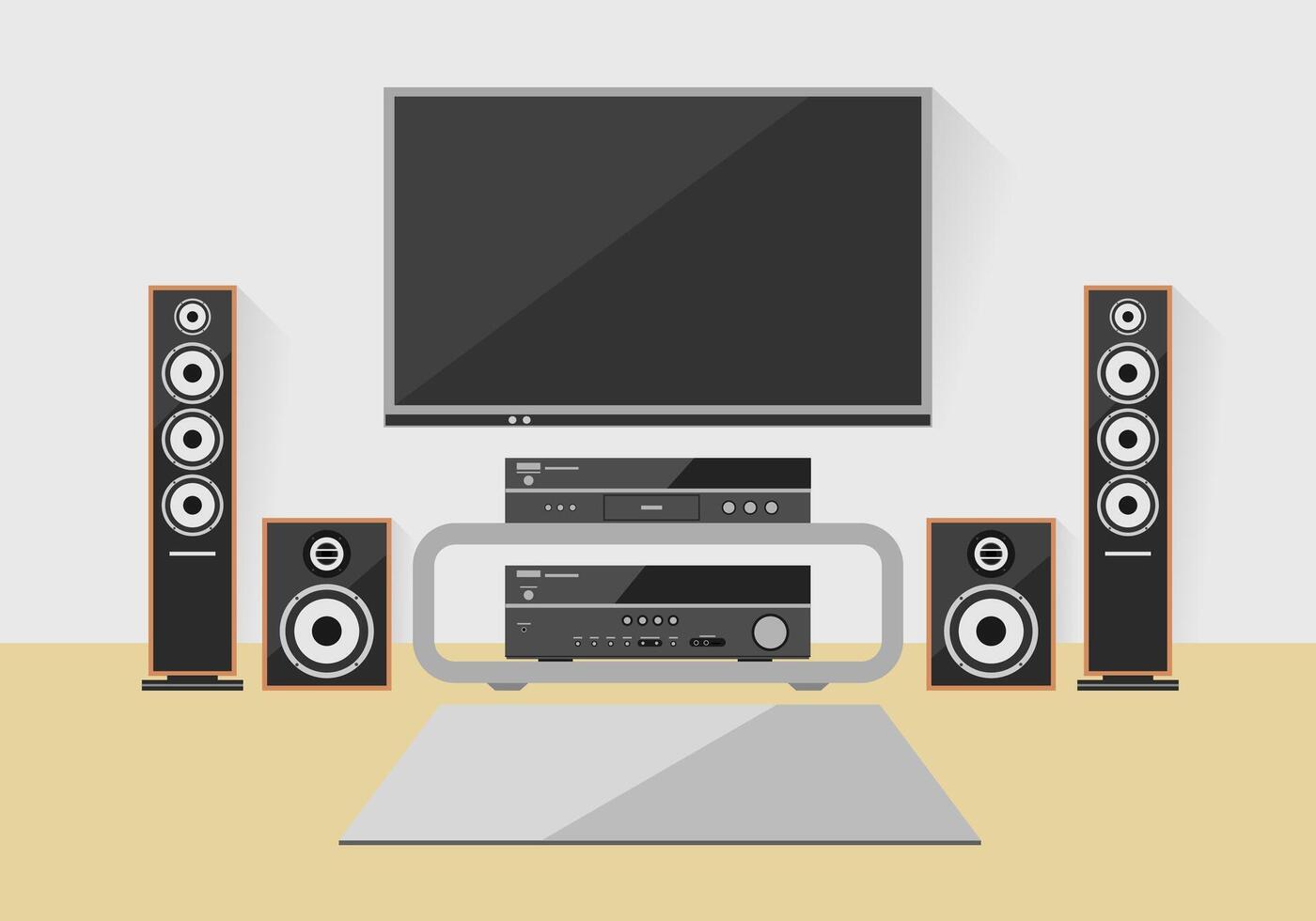 Home theater system in living room. Flat style . vector