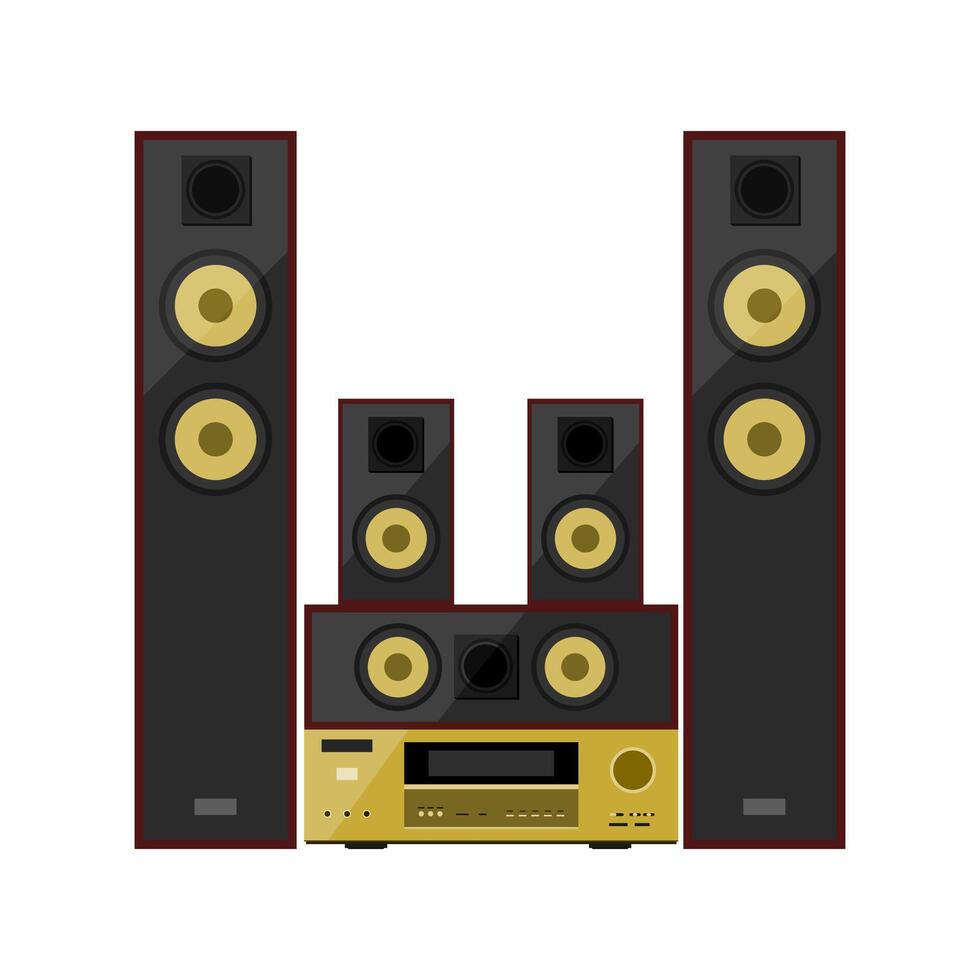 Home theater speaker on white background. Flat style . vector