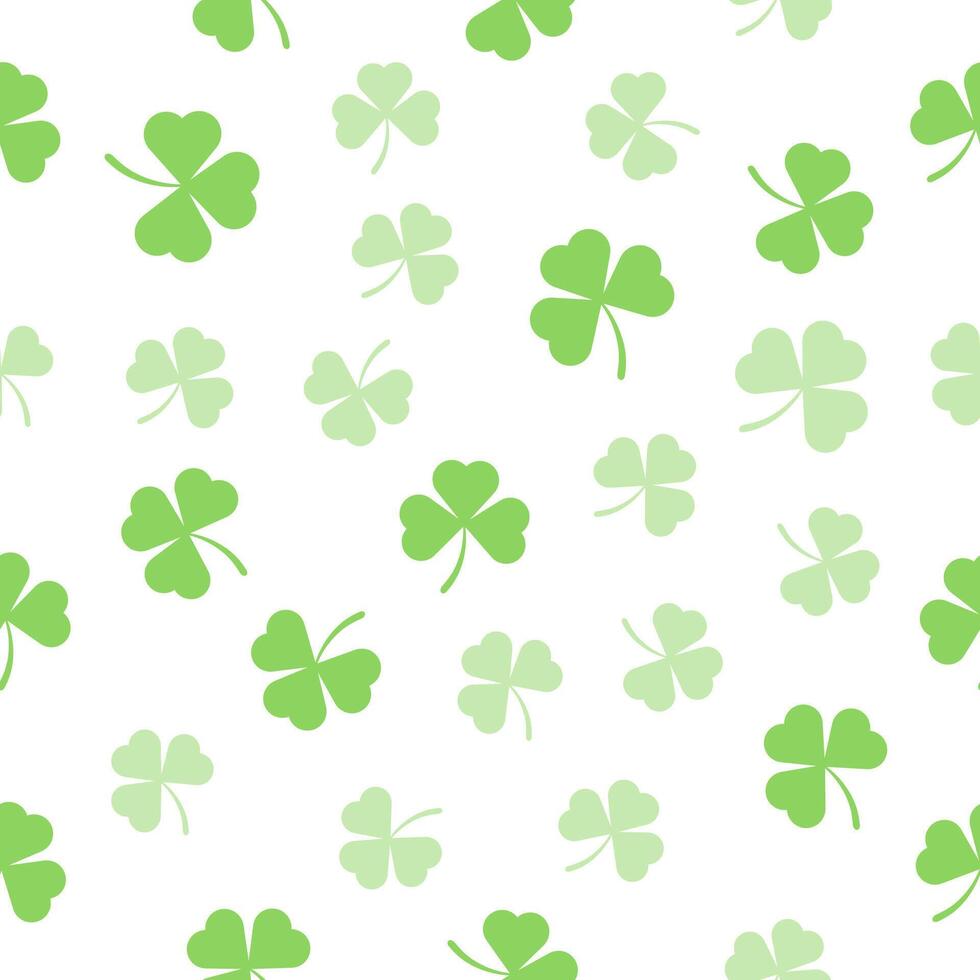 seamless pattern of green clovers on white background vector