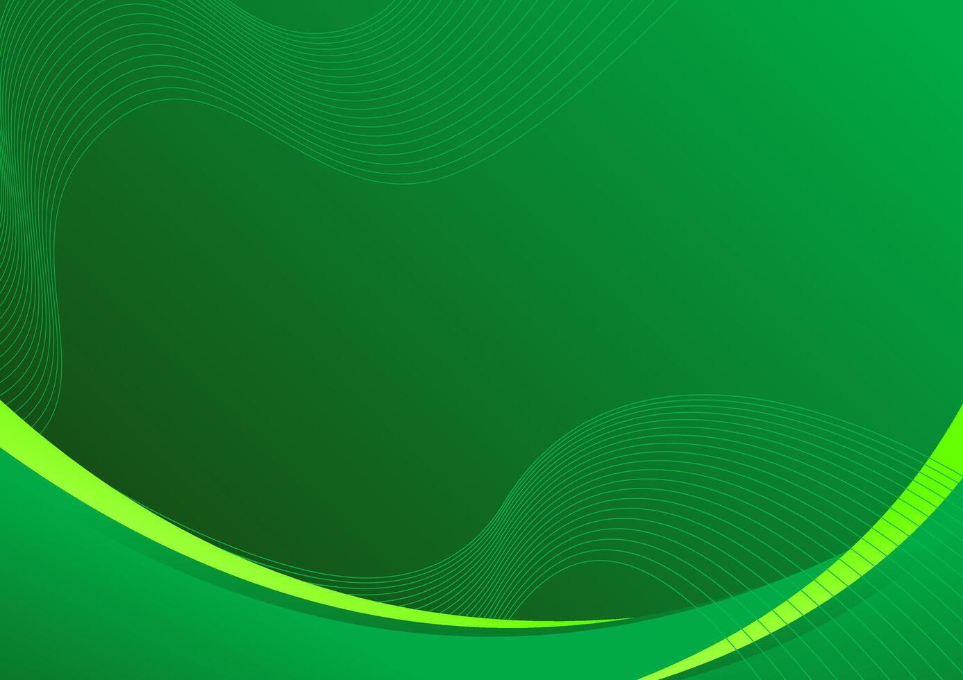 Green gradient abstract background with curved lines. vector