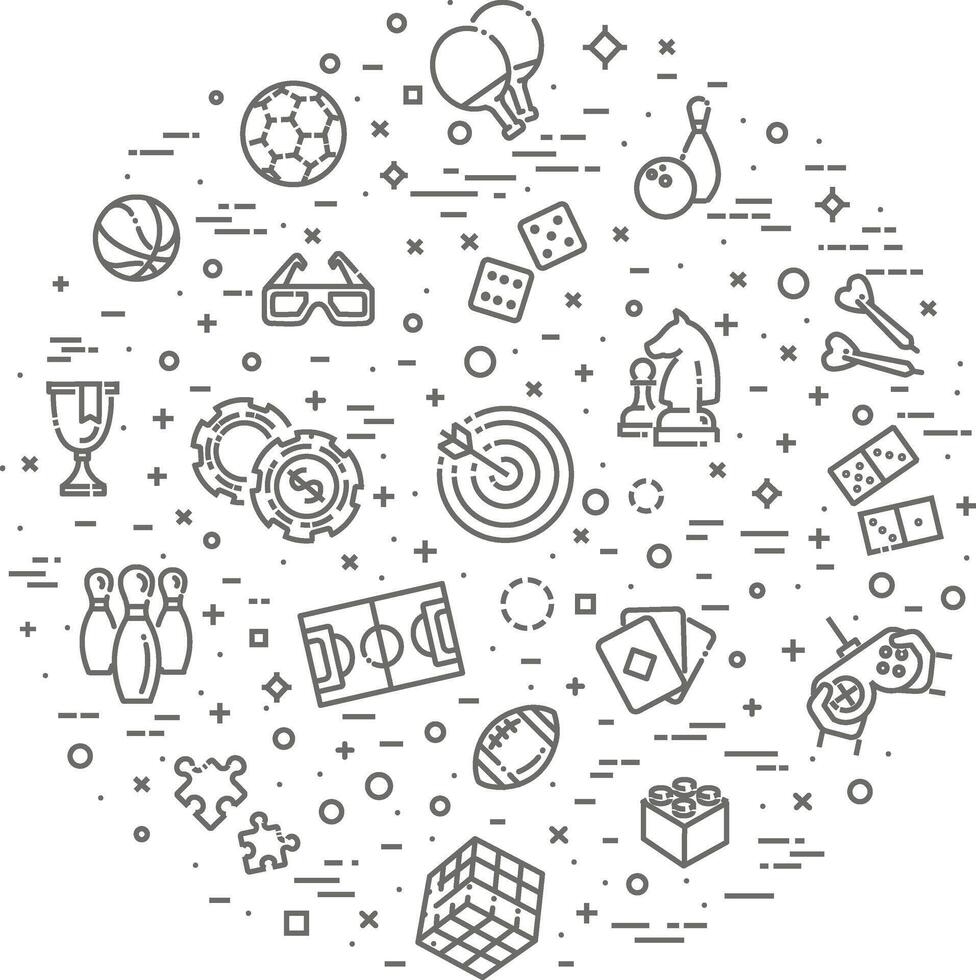 Simple set of games related line icons vector