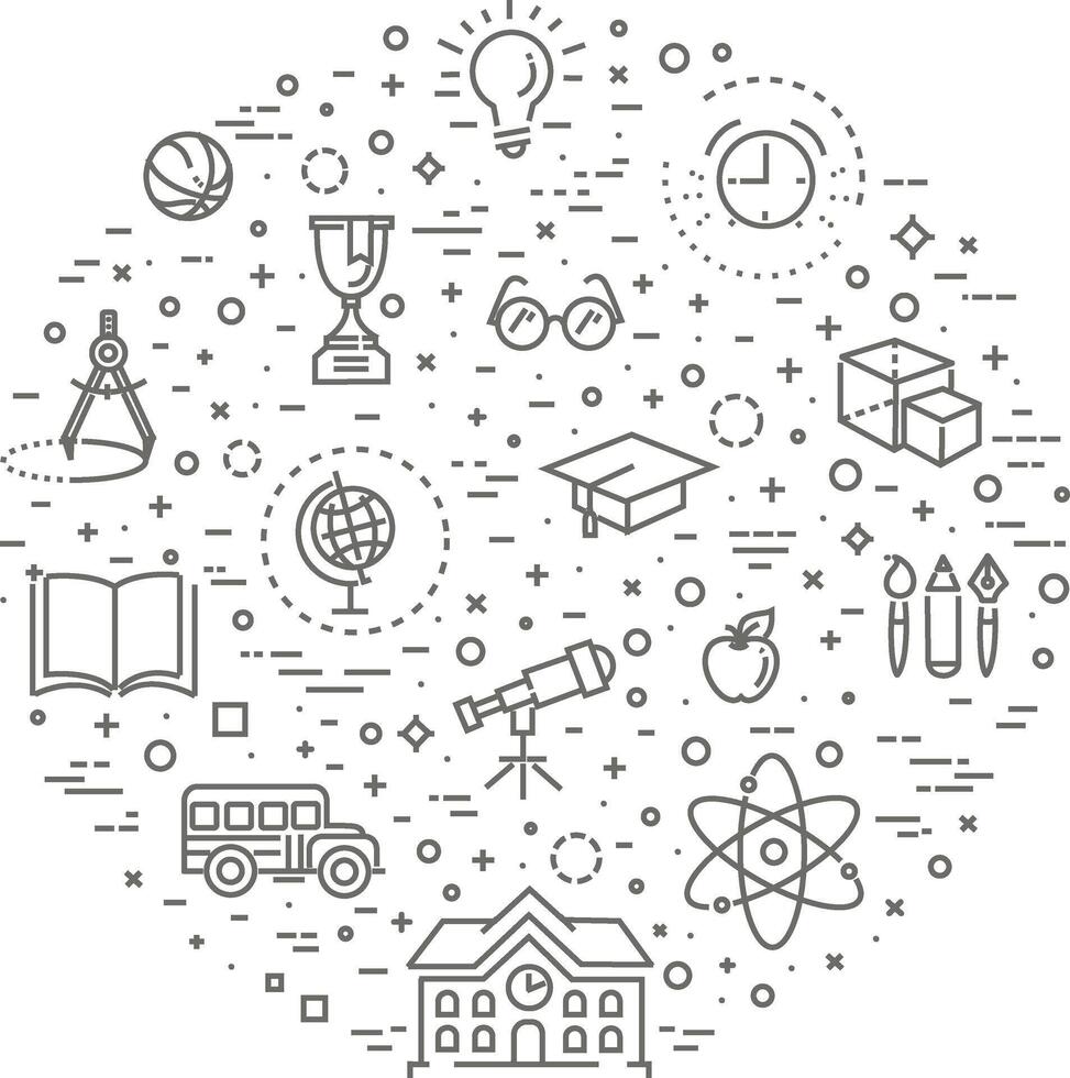 Outline web icon set - School education vector