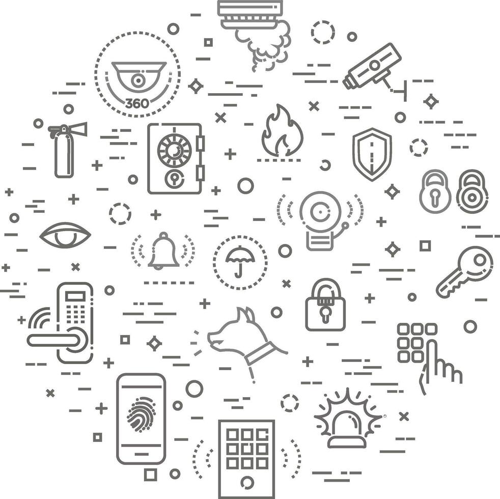 Simple Set of Home Security Related Line Icons vector