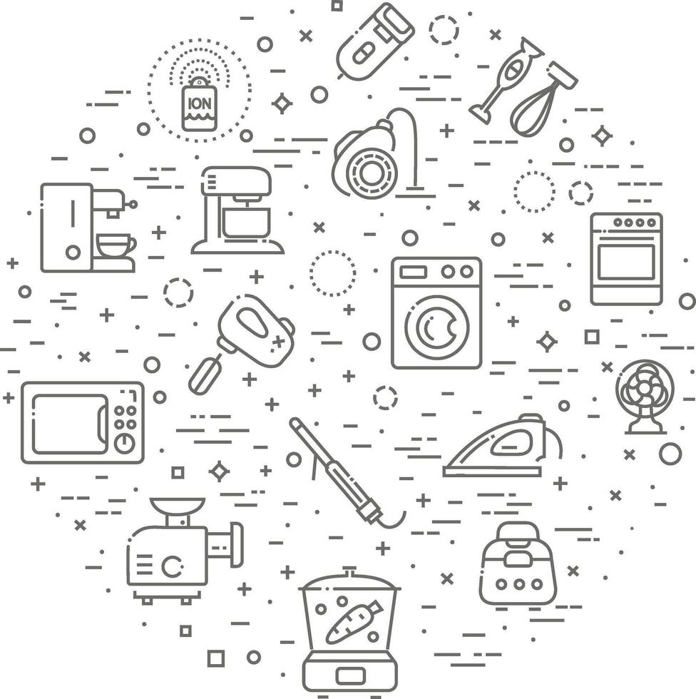 Outline icon collection - household appliances vector