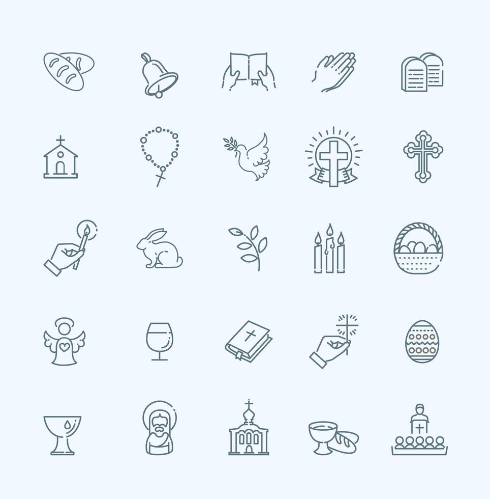 Easter icons set. Christianity icon set vector