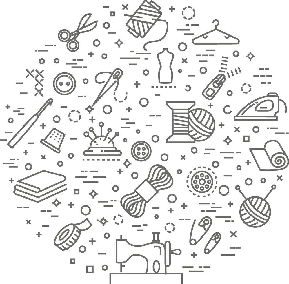 sewing service concept illustration thin line design vector