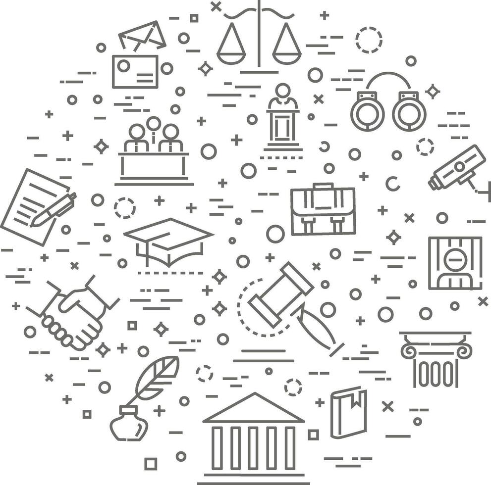 Legal consulting services concept illustration, thin line flat design vector