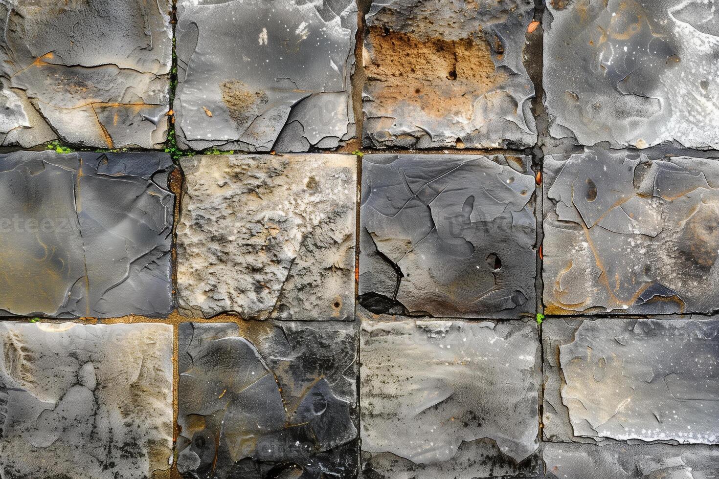 A wall with many different colored squares photo