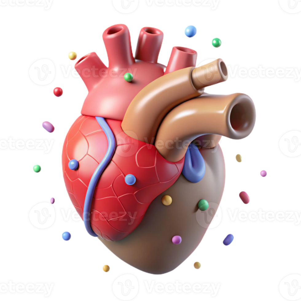 dramatic abstract Human Heart Diagram Isolated for Educational Resources premium png
