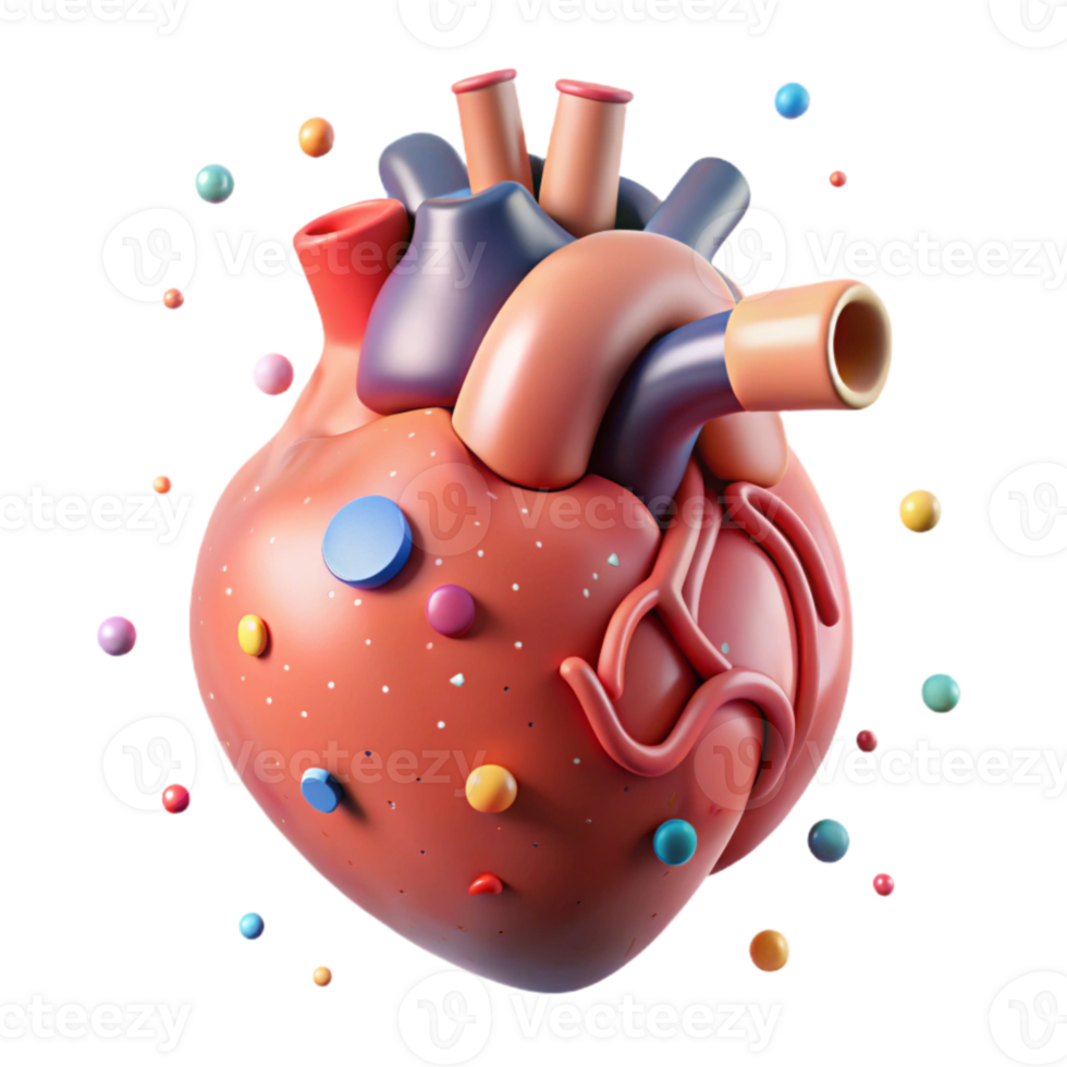 dramatic contemporary Human Heart Diagram Isolated for Educational Resources exclusive png