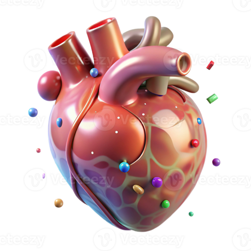 serene modern Human Heart Anterior View Transparent for Cardiology Graphics png