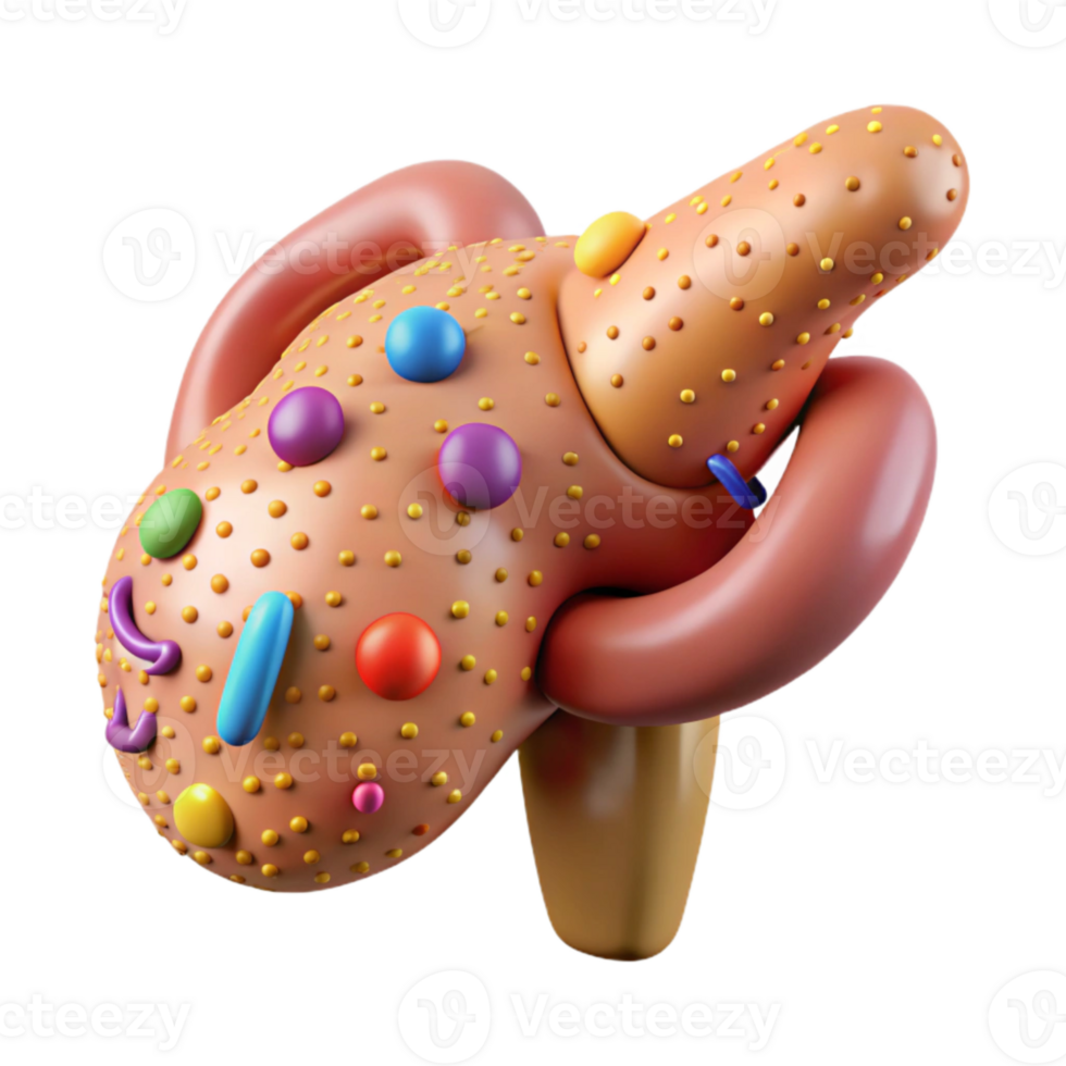 beautiful minimalist Human Pancreas Anatomy Cutout for Endocrinology Studies authentic png