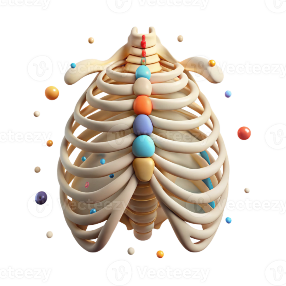 wonderful minimalist Human Rib Cage Anterior View Isolated for Anatomy Illustrations professional png