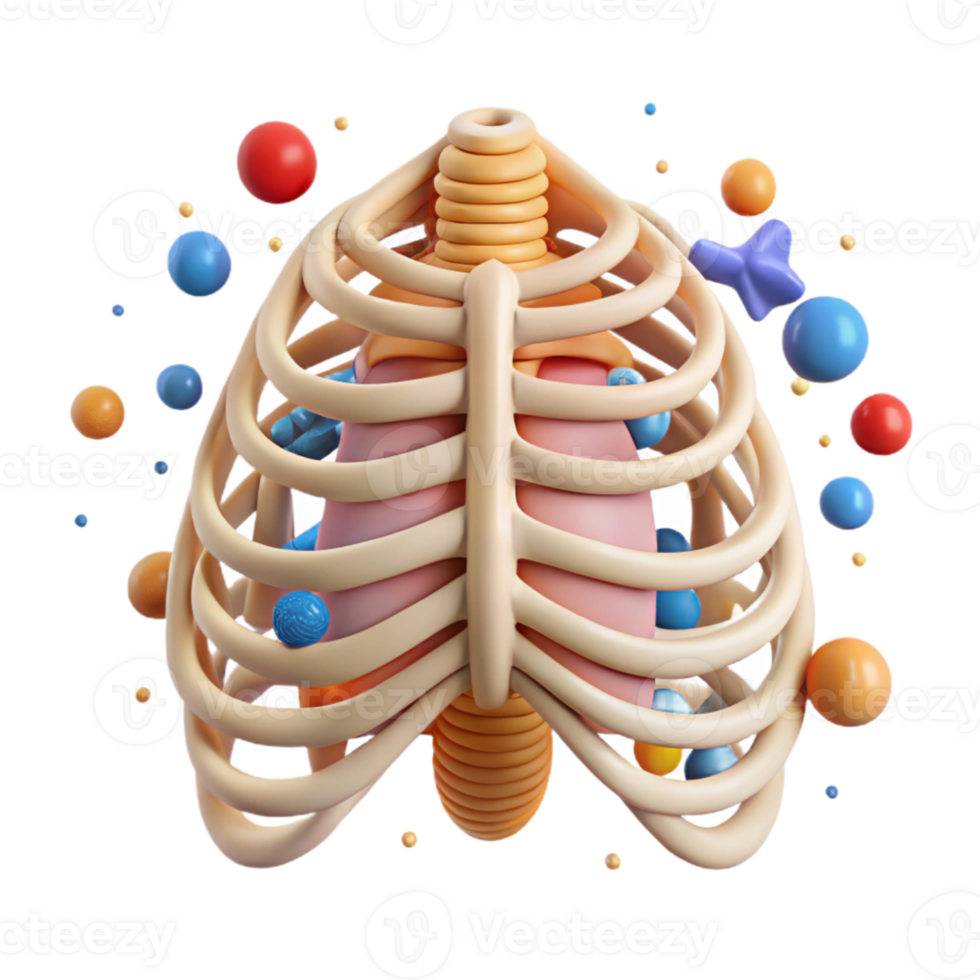 elegant traditional Human Rib Cage Anatomy Illustration Isolated for Medical Posters professional png