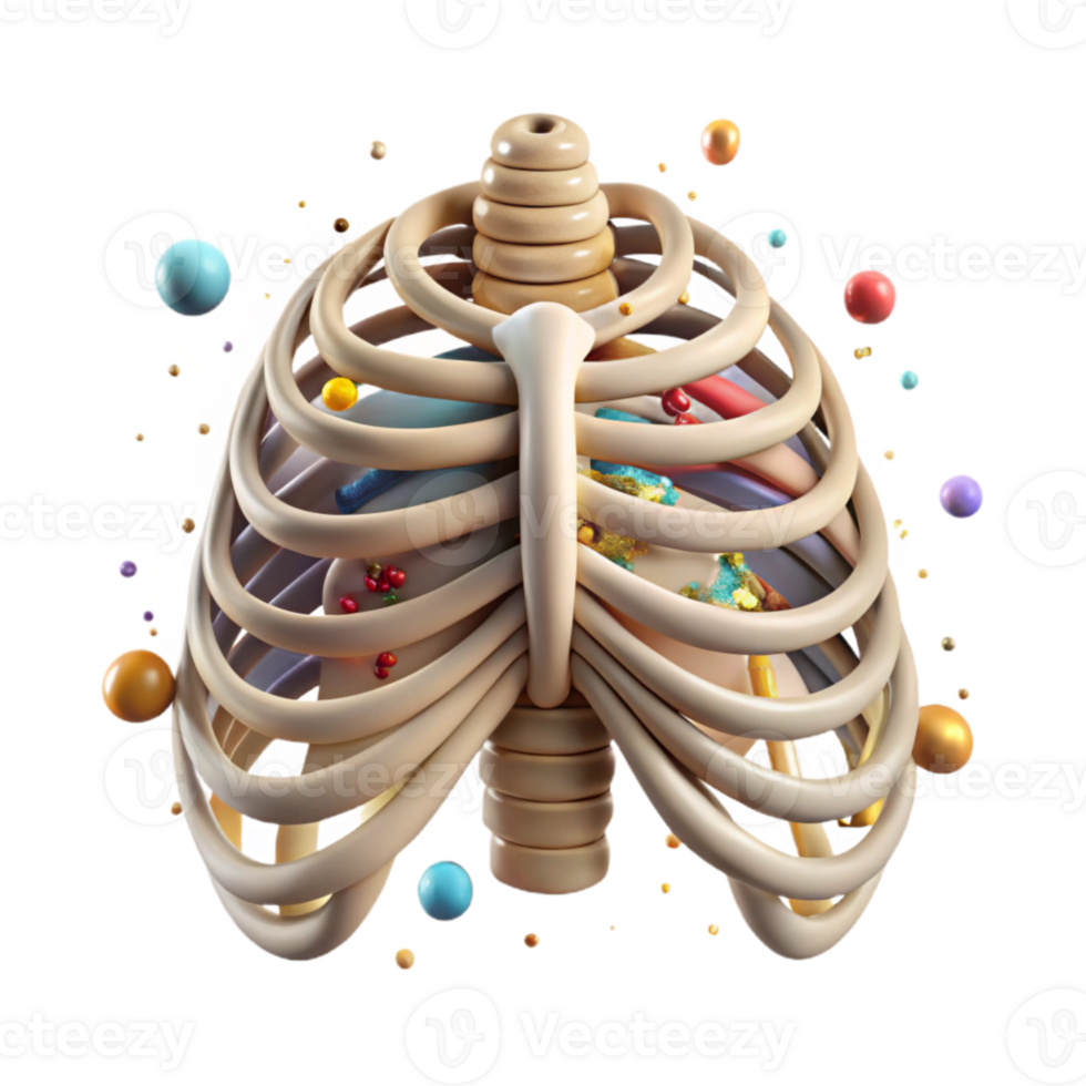 elegant modern Human Rib Cage Anterior View Isolated for Anatomy Illustrations exclusive png