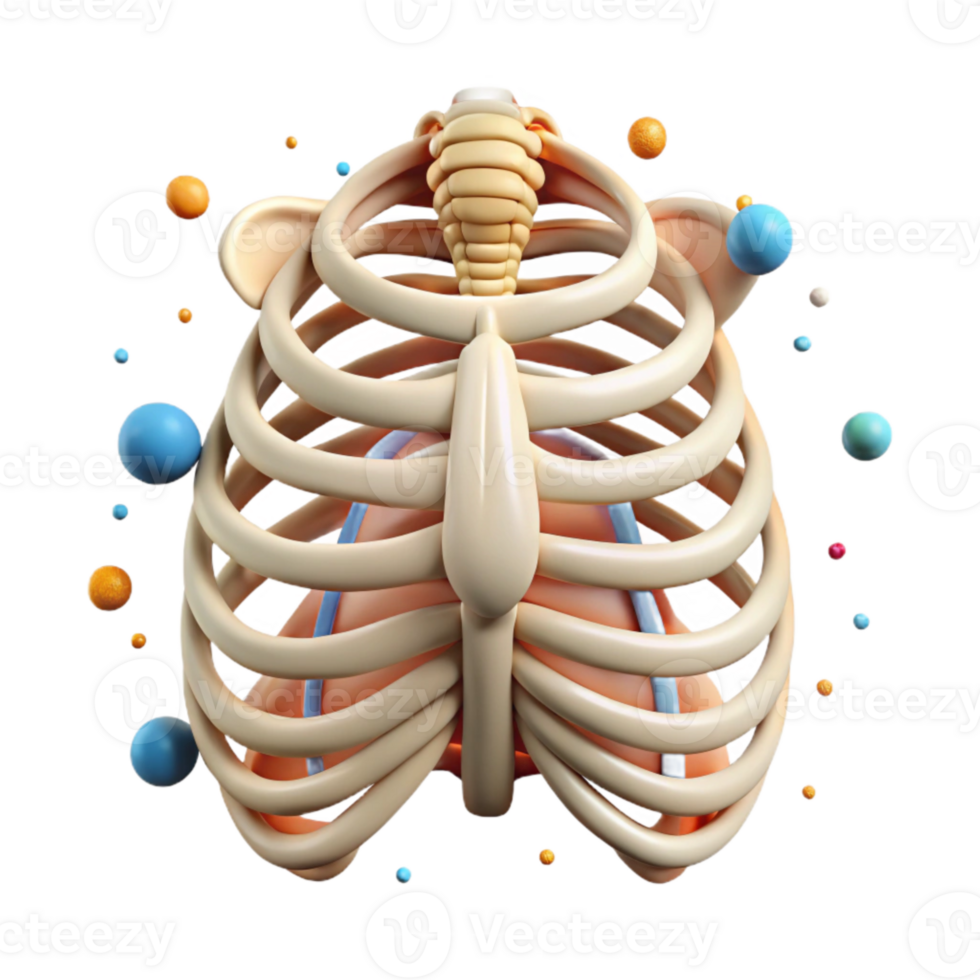 elegant rustic Human Rib Cage Anterior View Isolated for Anatomy Illustrations professional png