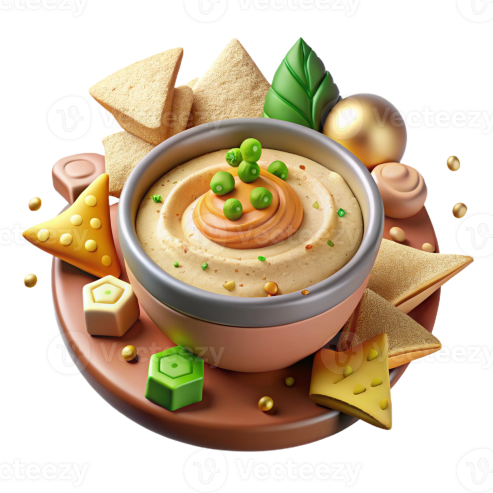 elegant classic Hummus Chickpea Dip Middle Eastern Cutout Food Blog premium png