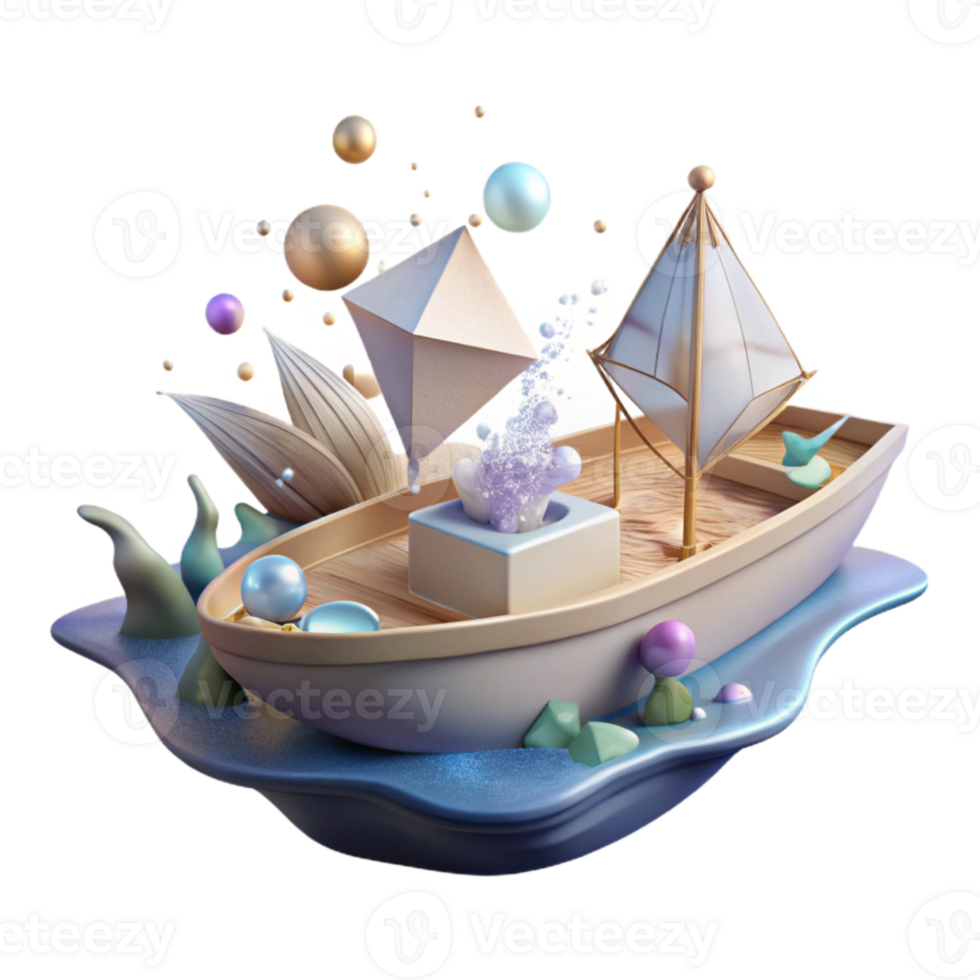 stunning creative Impressionist Boat on Water Cutout for Web Design high resolution png