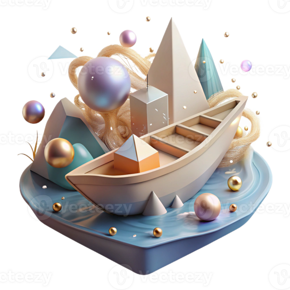elegant abstract Impressionist Boat on Water Cutout for Web Design exclusive png