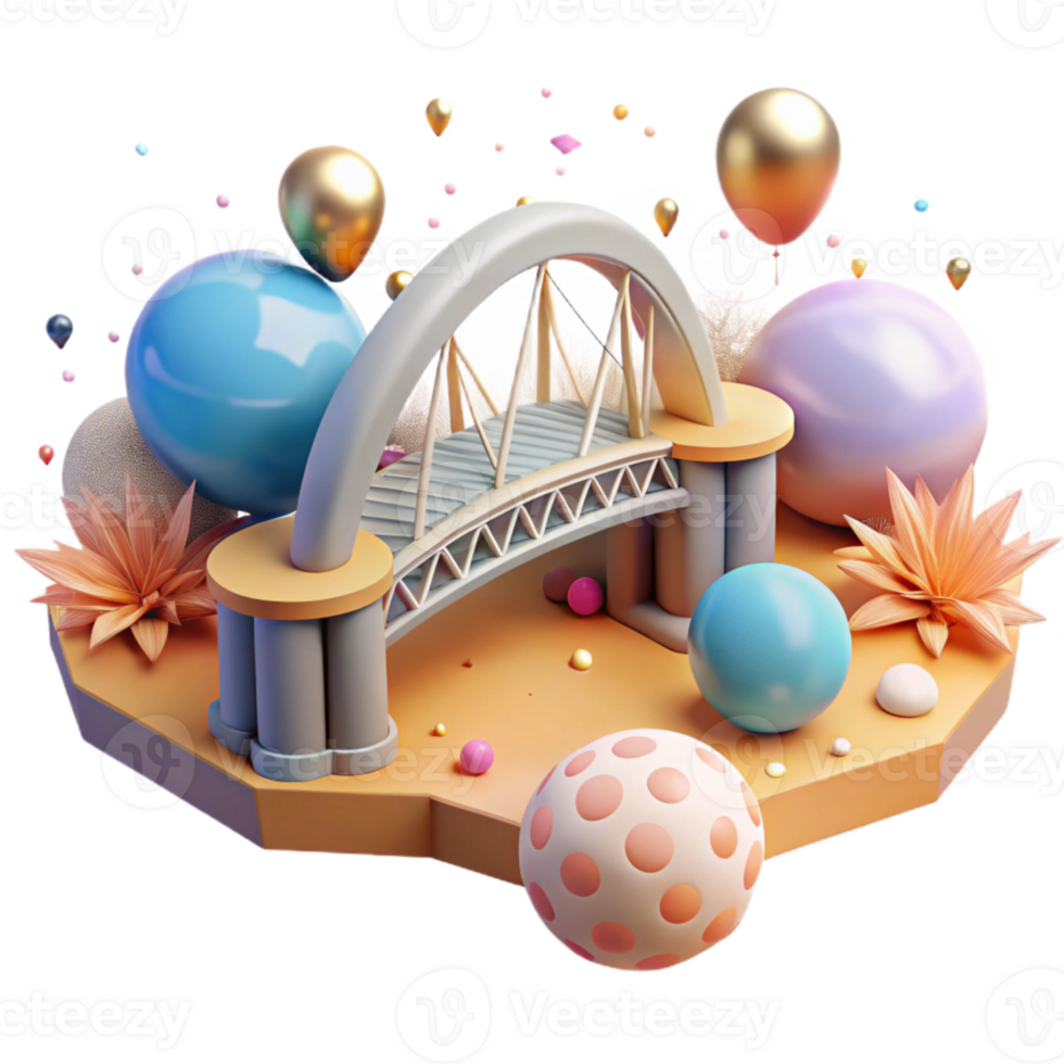 wonderful modern Impressionist Bridge Over River Cutout for Projects detailed png
