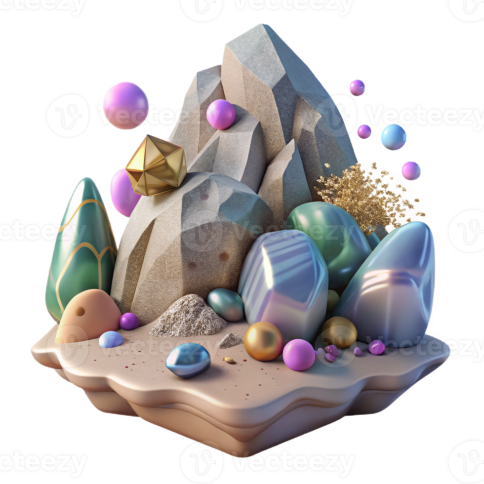 serene contemporary Impressionist Coastal Scene with Rocks Cutout for Design Elements genuine png