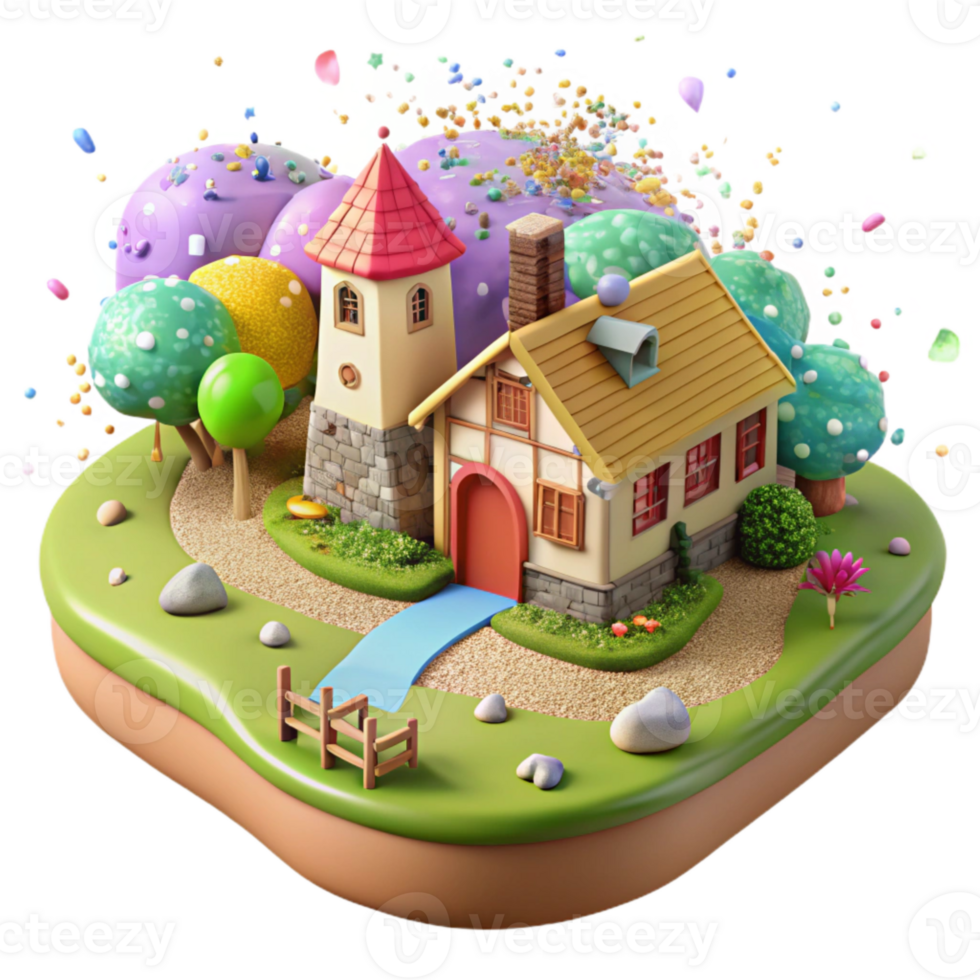 impressive rustic Impressionist Countryside Scene Isolated for Print premium png