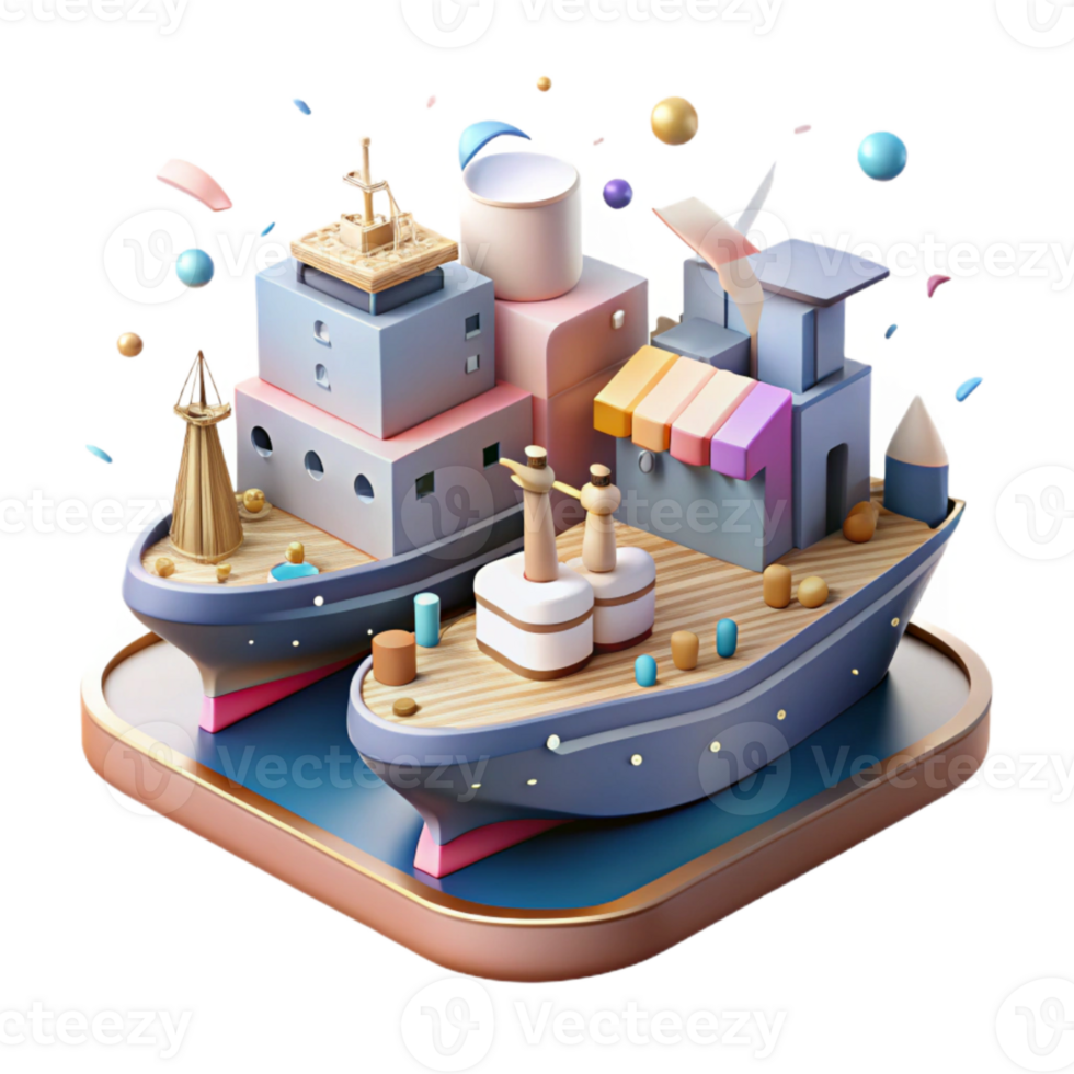 stunning modern Impressionist Harbor Scene with Ships Cutout for Maritime Projects original png