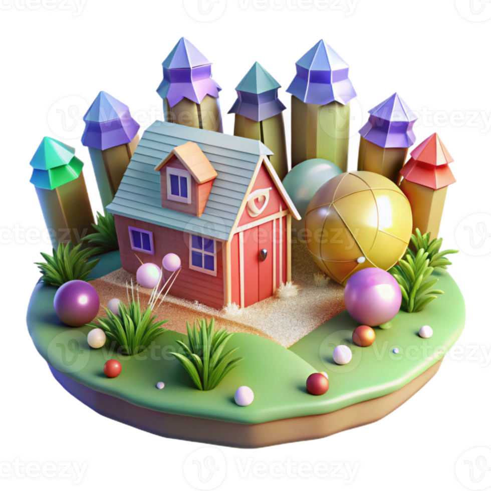 beautiful rustic Impressionist Landscape with Farmhouses Transparent original png