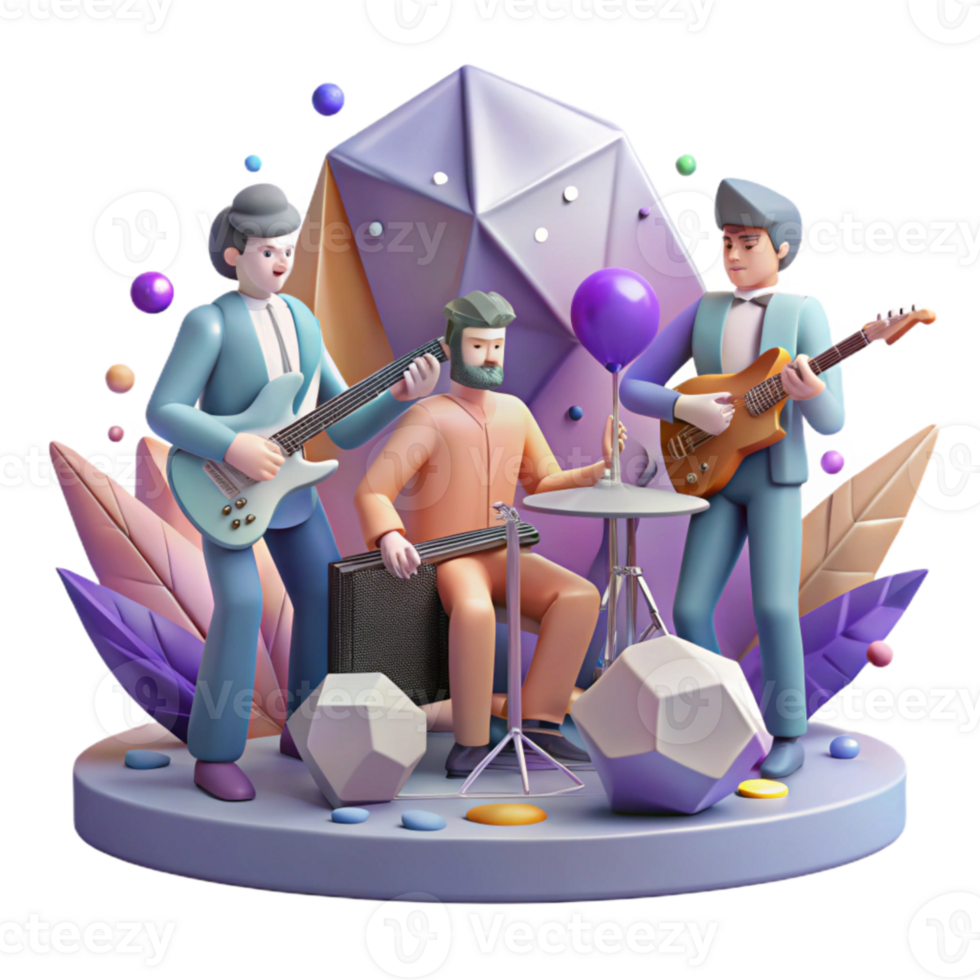 serene rustic Impressionist Musicians Performing Cutout exclusive png