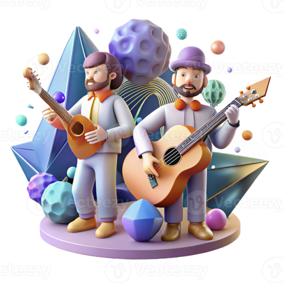 vibrant vintage Impressionist Musicians Cutout high resolution png