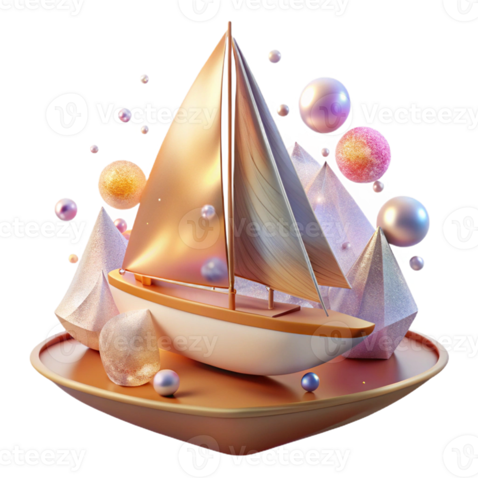 dramatic modern Impressionist Sailboat at Sunset Cutout for Nautical Projects premium png
