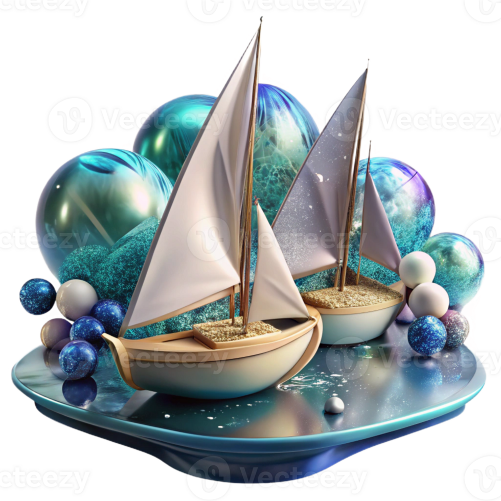 wonderful modern Impressionist Sailboats on Water Cutout for Graphics professional png