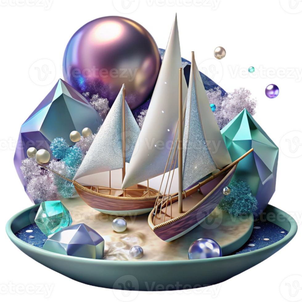 wonderful modern Impressionist Sailboats on Water Cutout for Graphics original png