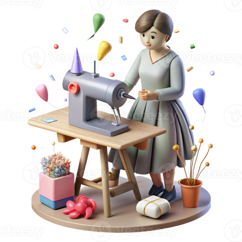 extraordinary contemporary Impressionist Woman Sewing Isolated genuine png