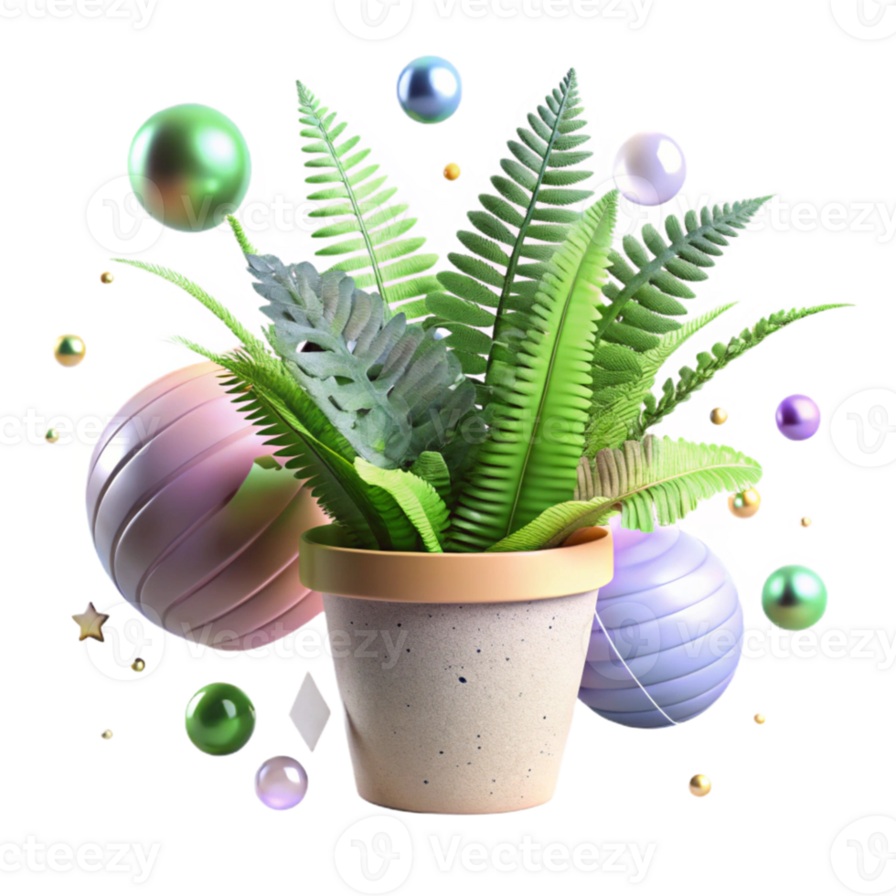 impressive vintage Indoor Plant Potted Fern Transparent Greenery Decor premium png
