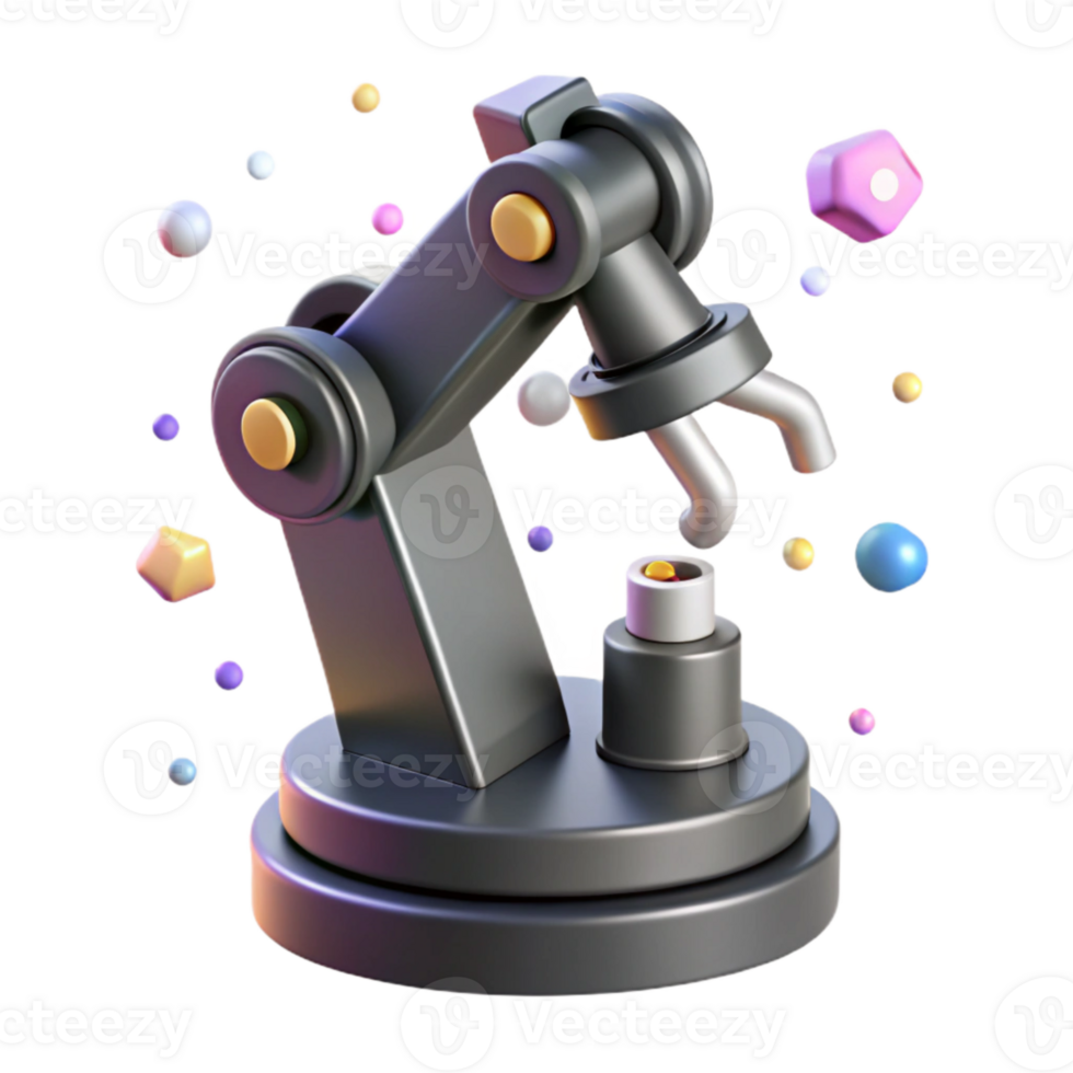 vibrant minimalist Industrial Robot Arm Silhouette Isolated for Automation Design exclusive png