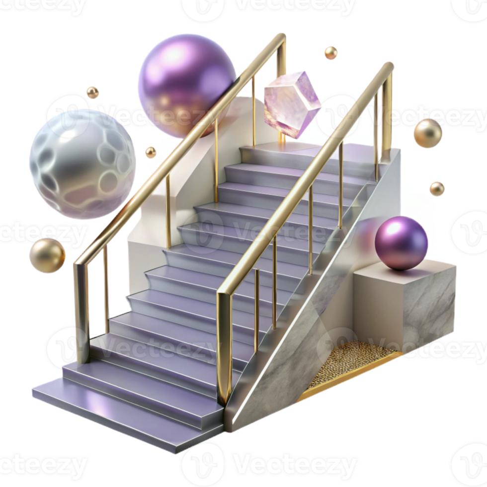 wonderful classic Industrial Metal Staircase Isolated for Factory Design premium png